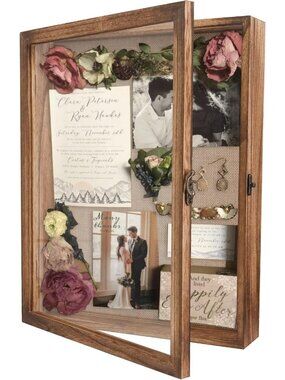 Elegant Shadow Box Frame 11x14 for Wedding Bouquets, Medals & Keepsakes - Real